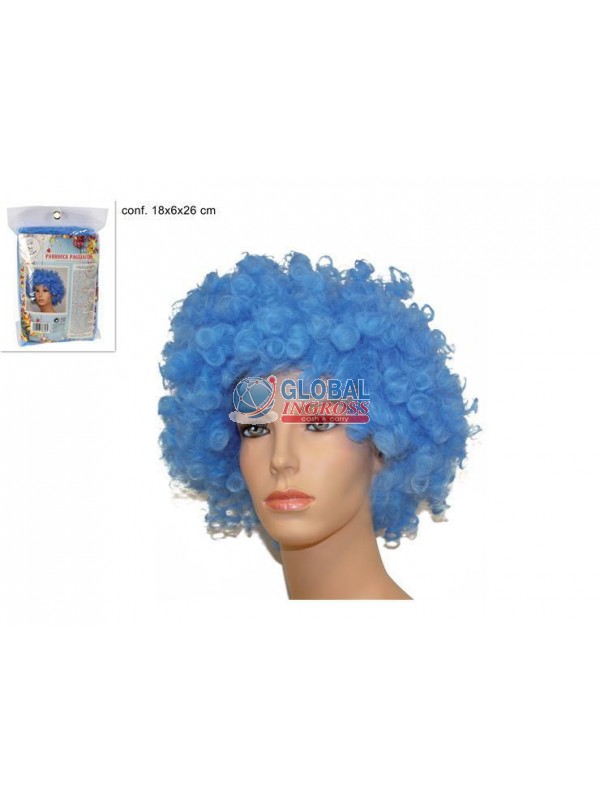 PARRUCCA PAGLIACCIO CELESTE