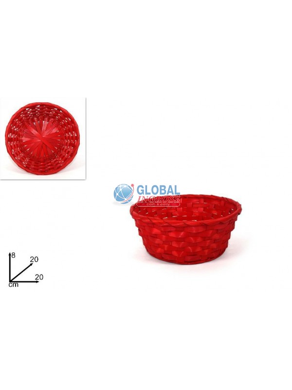 CESTINO INTRECCIATO TONDO ROSSO 20cm