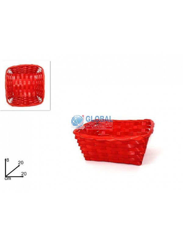 CESTINO INTRECCIATO QUADRATO ROSSO