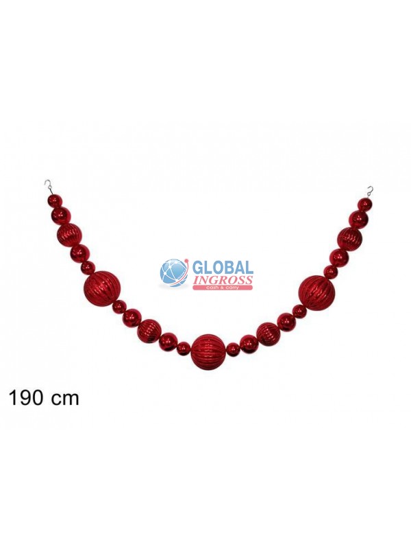 GHIRLANDA 23 PALLINE ROSSO 190cm