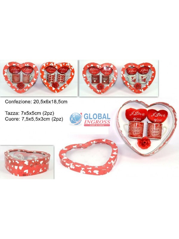 COPPIA TAZZINE C/PELUCHE CUORE