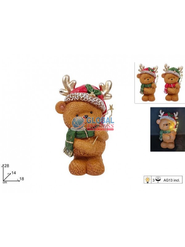 ORSO DECORATO C/ORO 28cm C/LUCE