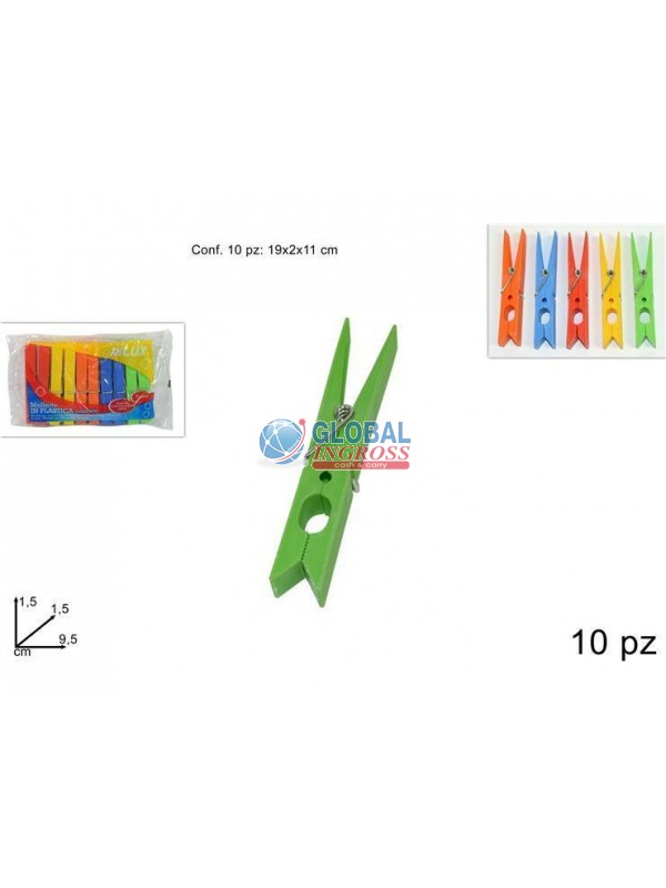 MOLLETTE PLASTICA COLORATE 10pz