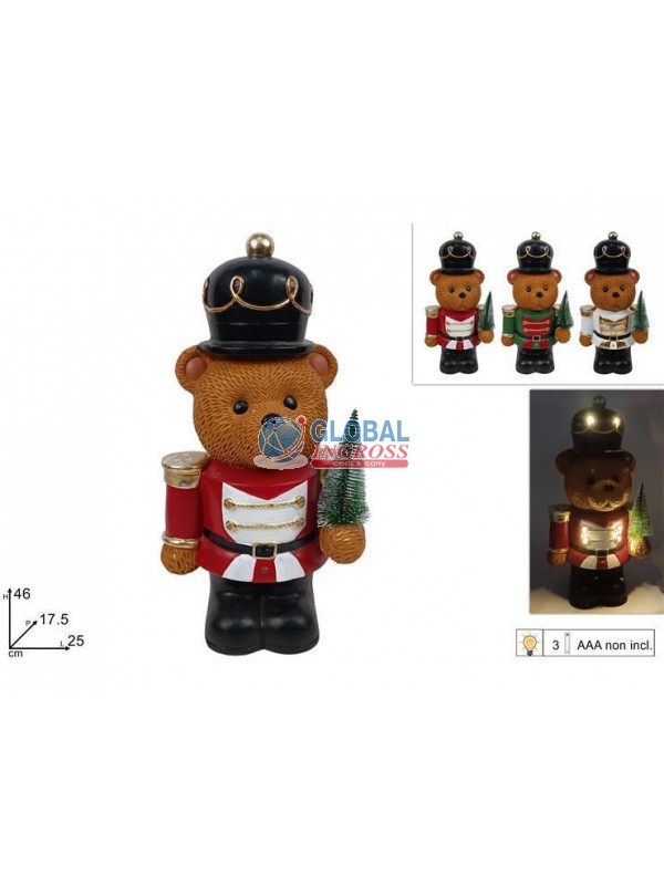 ORSO SOLDATO 46cm CON ALBERELLO C/LUCI