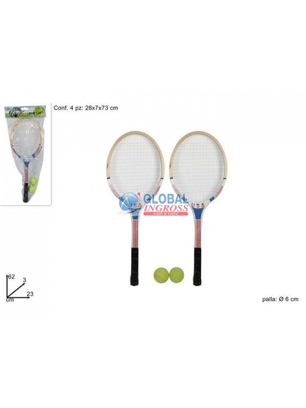 RACCHETTE TENNIS 2pz + 2 PALLINE