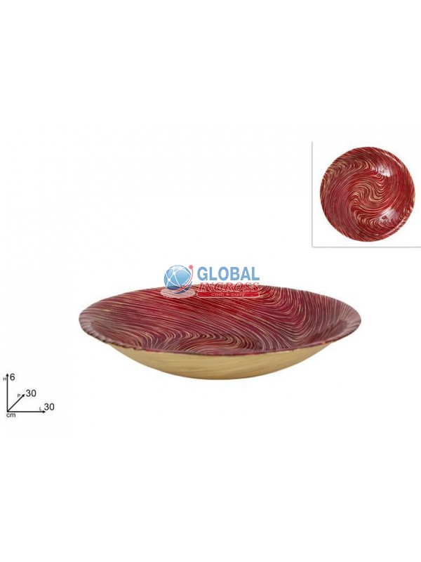 CENTROTAVOLA DECORO VORTICE ROSSO/ORO 30cm VETRO