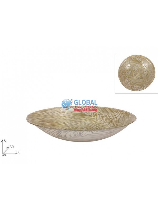 CENTROTAVOLA DECORO VORTICE ORO/BIANCO 30cm VETRO