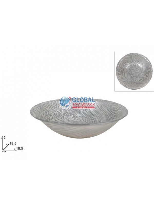 COPPETTA VETRO DECORO VORTICE SILVER 18cm