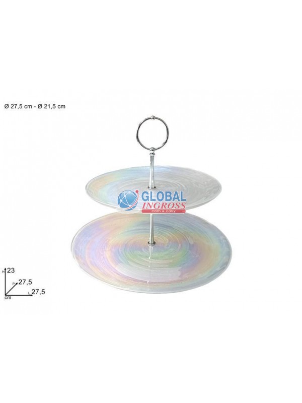 ALZATINA 2 PIANI VETRO RAINBOW 27/21cm