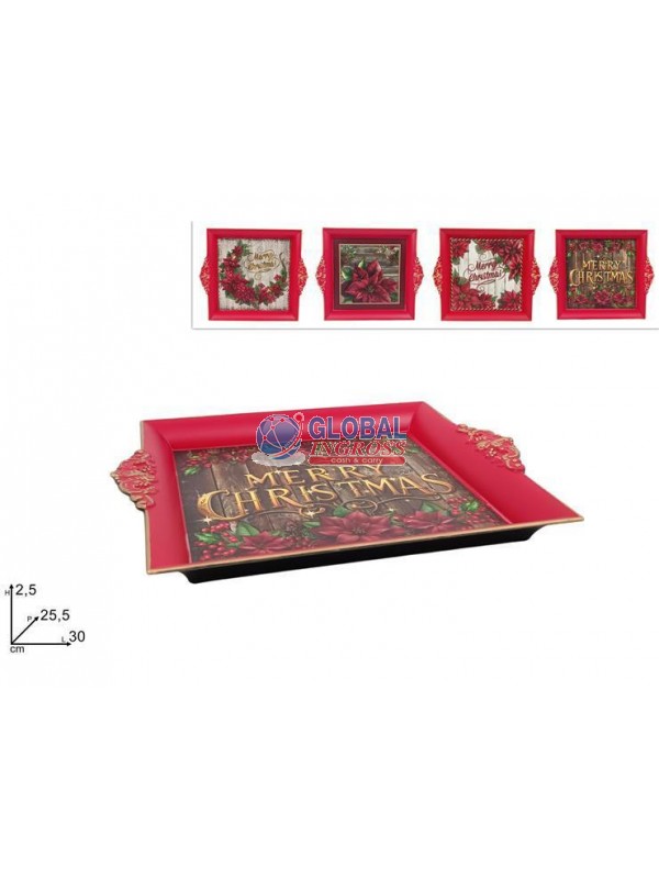 VASSOIO PLASTICA DECOROSTELLA NATALE 30x26cm