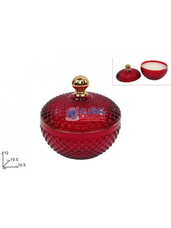 POTICHE PORTACANDELA INVETRO ROSSO