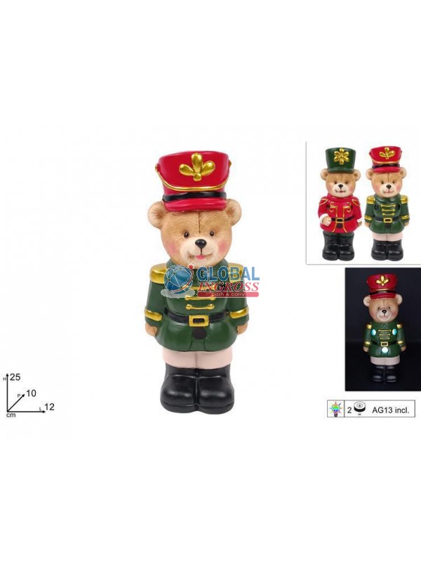 ORSETTO SOLDATINO 25cm CERAMICA C/LUCE