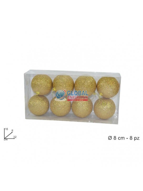 PALLE C/GLITTER ORO 8pz8cm