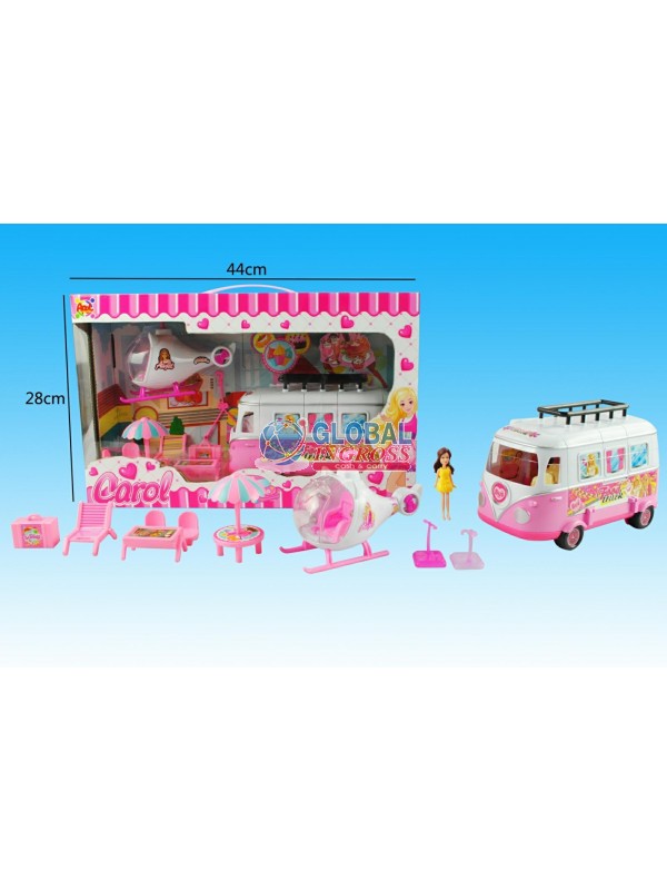 BAMBOLA C/CAMPER + ELICOTTERO