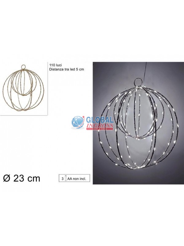 DOPPIA PALLA 110 LED BIANCO CALDO 23cm