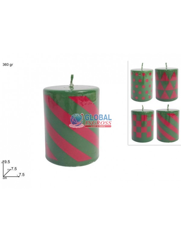 CANDELA 360gr C/DECORO ROSSO VERDE