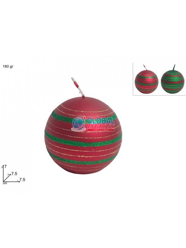 CANDELA PALLA 180gr ROSSO/ORO/VERDE