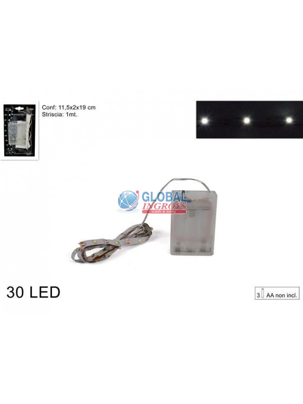 STRISCIA AD. 30 LED BIANCO FREDDO 1mt