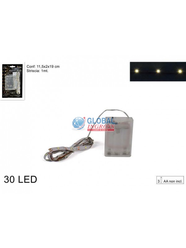STRISCIA AD. 30 LED BIANCO CALDO 1mt
