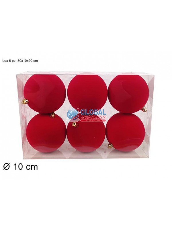 PALLA FLOCCATA 10cm 6pzROSSA