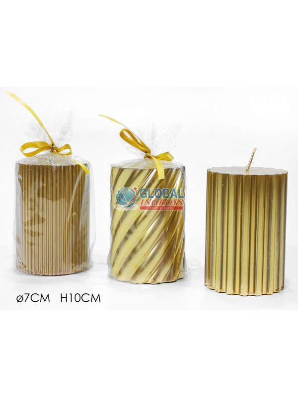 CANDELA CILINDRO 7x10cmORO 3 ASS.