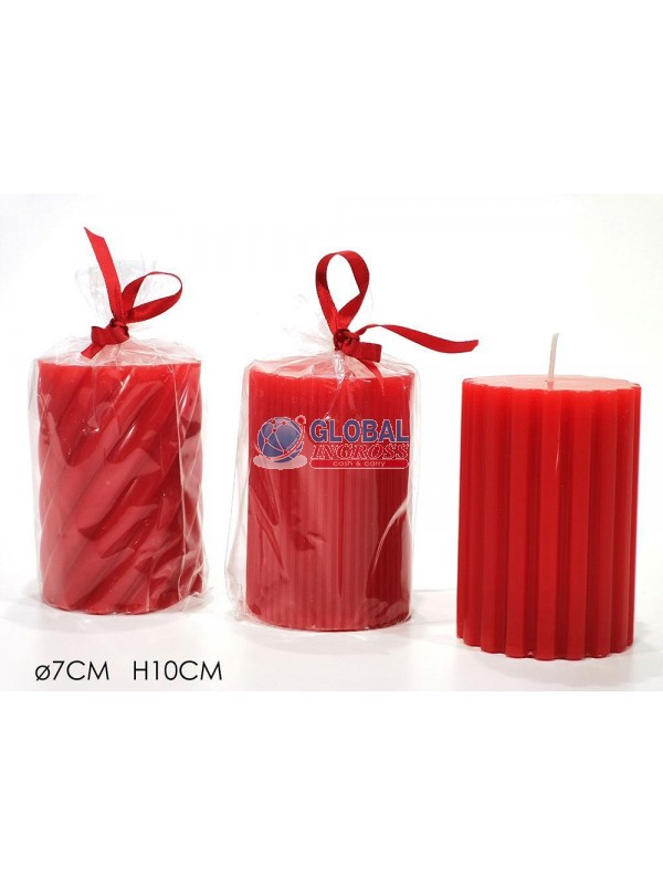 CANDELA CILINDRO 7x10cmROSSO 3 ASS.