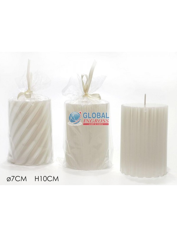 CANDELA CILINDRO 7x10cmBIANCO PERLA 3 ASS.