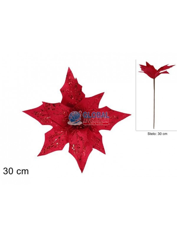 STELO FIORE C/GLITTER ROSSO 30cm