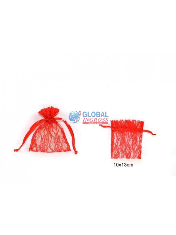 SACCHETTO MERLETTO ROSSO 10x13