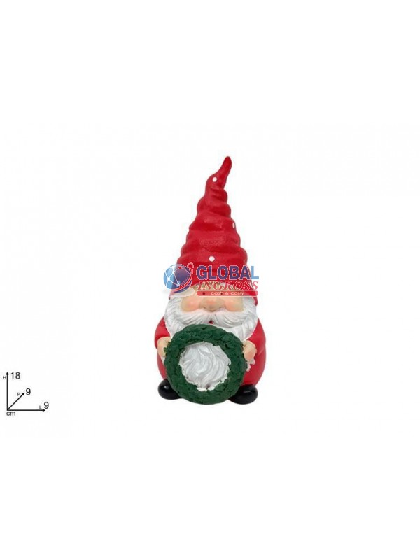 GNOMO DI NATALE CON GHIRLANDA 18cm