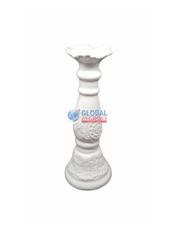 P/CANDELA CERAMICA BIANCA 21cm DEC.MERLETTO
