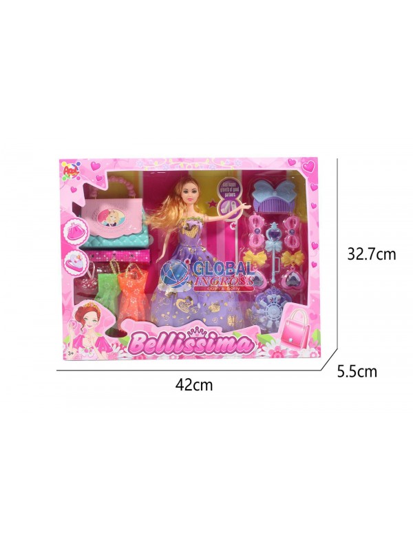 BAMBOLA C/VESTITI E BORSA