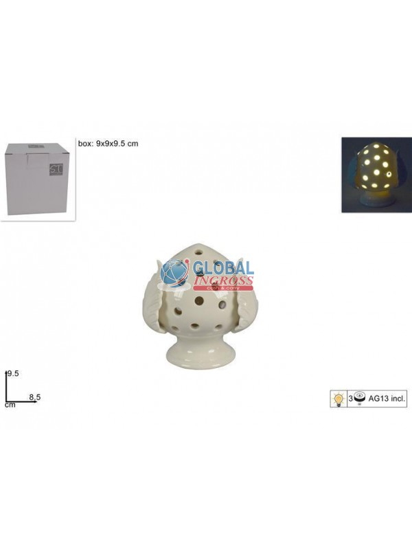 PUMO C/LUCE 9,5cm BIANCO TRAFORATO