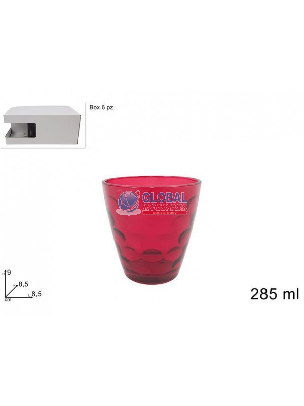 BICCHIERI VETRO ROSSI 6pz 285ml
