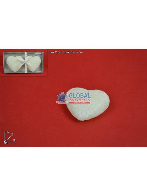 CANDELA CUORE DECORATO AVORIO