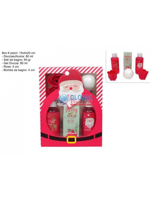 SET DA BAGNO 4pz CONFEZIONE REGALO BABBO NATALE ROSSO