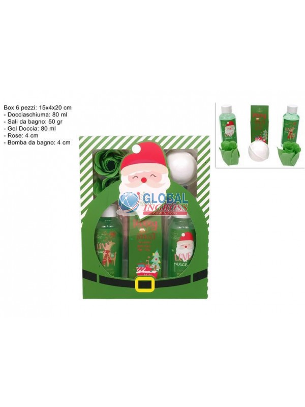 SET DA BAGNO 4pz CONFEZIONE REGALO BABBO NATALE VERDE