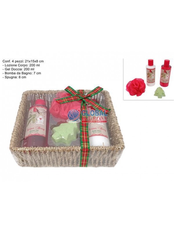 SET DA BAGNO 4pz IN CESTA REGALO