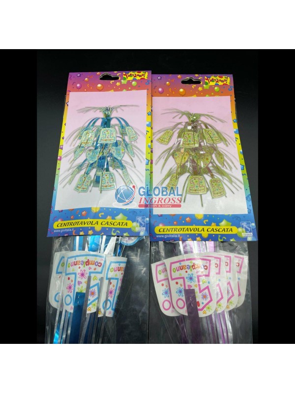 CENTROTAVOLA CASCATA 1'COMPLEANNO ROSA/AZZURRO