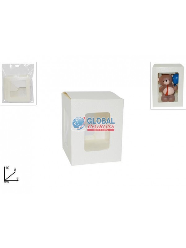 SCATOLA BOMBONIERA VETRINETTA 8x8x10