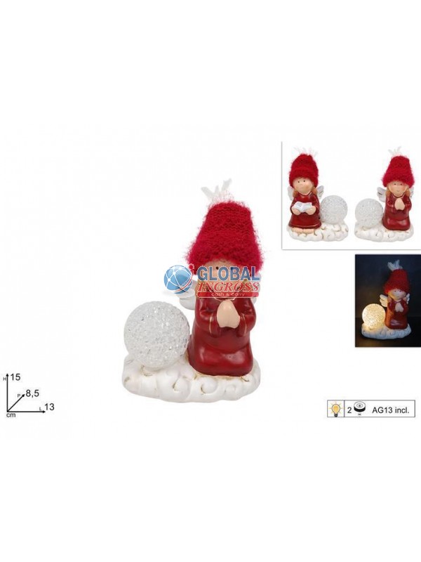 ANGELO CERAMICA 15cm C/CAPPELLO LANA ROSSO