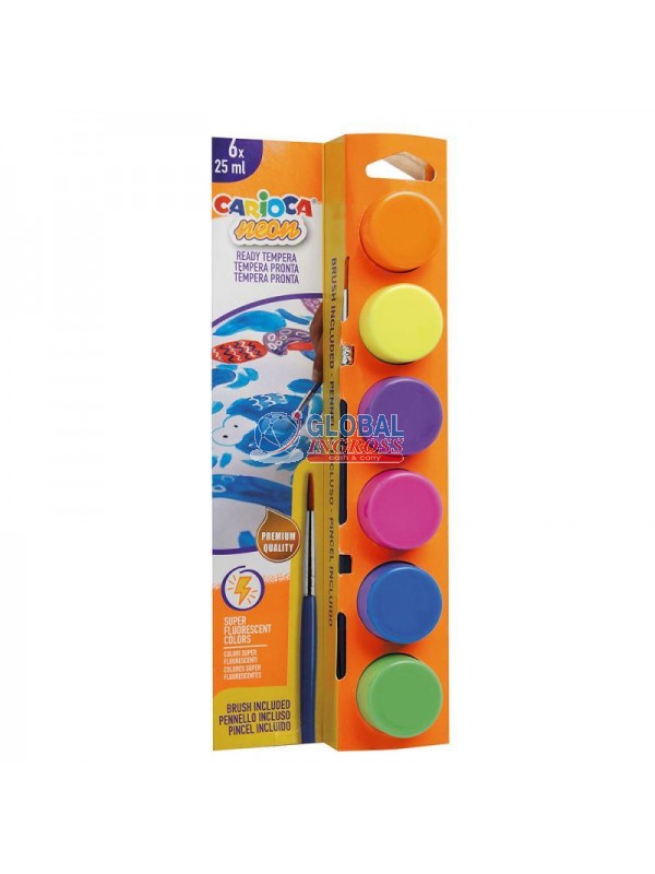 TEMPERA CARIOCA 6 VASETTI DA 25ml FLUO NEON