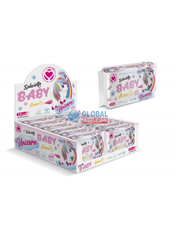 SALVIETTINE BABY UNICORNO AVENA 20pz