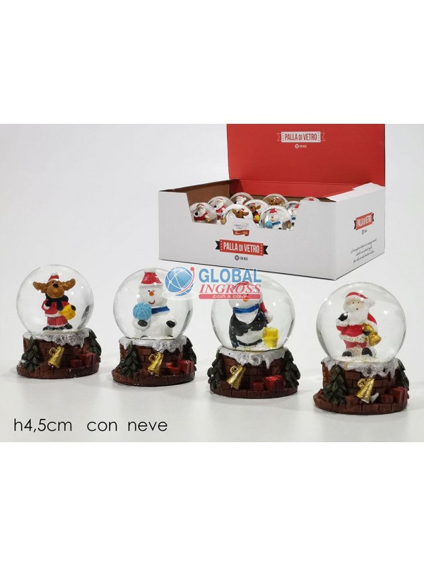 PALLA DI VETRO NATALE 4cm ASS.