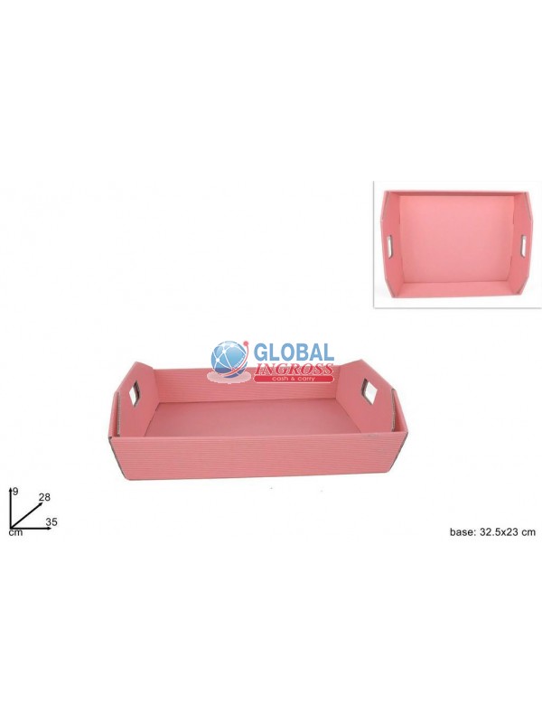 CESTA C/MANIGLIA ROSA 32x23 CARTONE