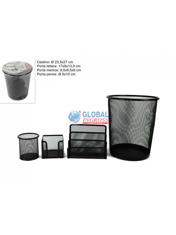 SET UFFICIO 4pz NERO C/CESTINO