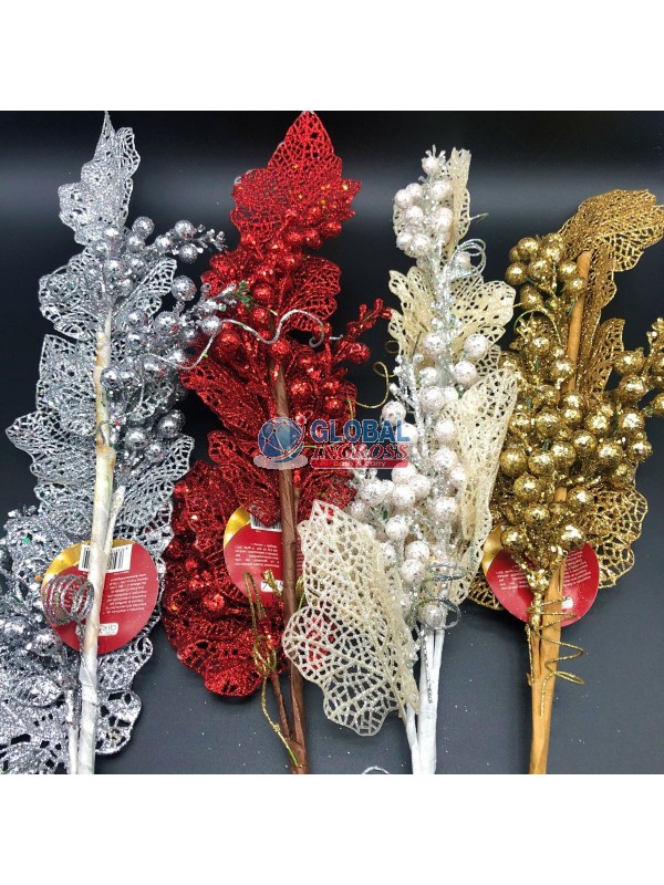 SPILLONE BACCHE FOGLIE GLITTER