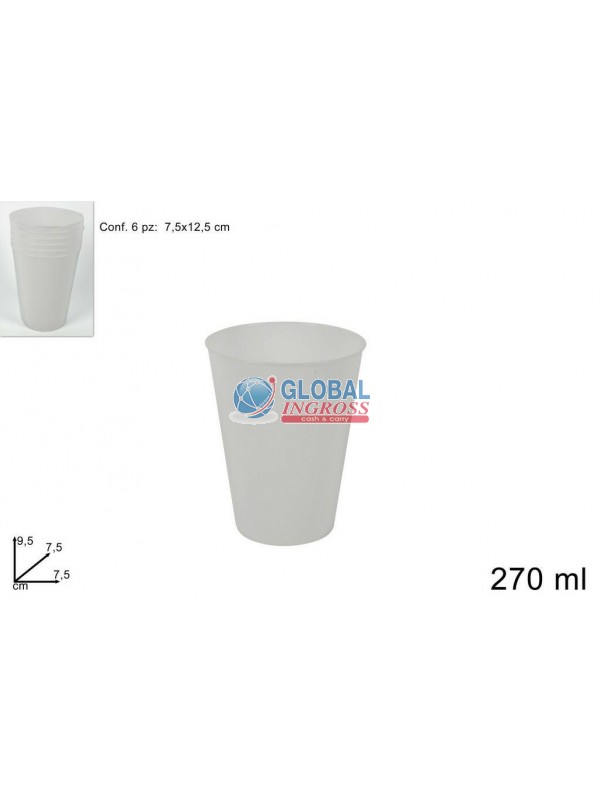 BICCHIERI PLASTICA BIANCO 6pz