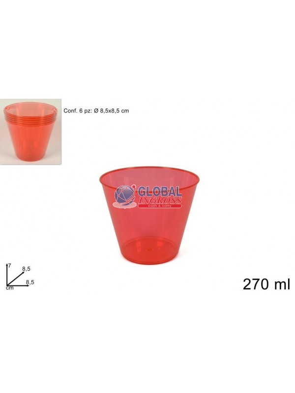 COPPETTA PLASTICA ROSSO6pz
