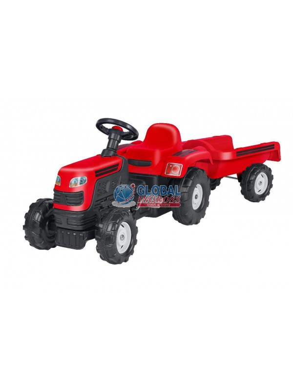 TRATTORE DOLU PEDALI ROSSO C/RIMORCHIO